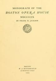 Tapa de Monograph of the Boston Opera House
