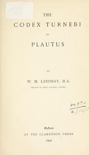 Tapa de The Codex Turnebi of Plautus