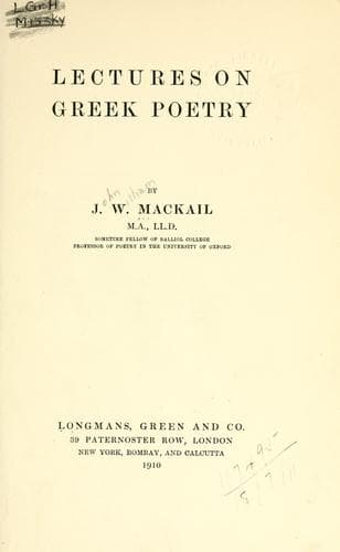 Tapa de Lectures on Greek poetry.