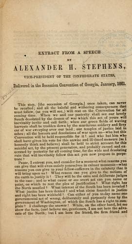 Tapa de Extract from speech by Alexander H. Stephens