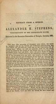 Tapa de Extract from speech by Alexander H. Stephens