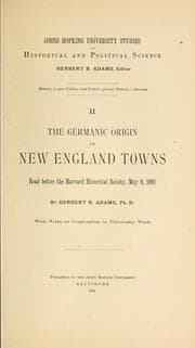 Tapa de The Germanic origin of New England towns