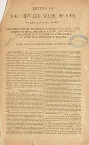 Tapa de Letter of Hon. Edward Wade, of Ohio, to the Cleveland herald