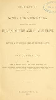 Tapa de Compilation of notes and memoranda bearing upon the use of human ordure and human urine in rites of a religious or semi-religious character among various nations