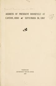Tapa de Address of President Roosevelt at Canton, Ohio, September 30, 1907