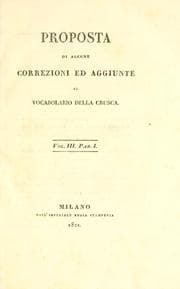 Tapa de Proposta di alcune correzioni ed aggiunte al vocabolario della Crusca