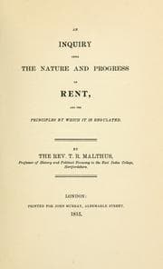 Tapa de Thomas Robert Malthus on the nature and progress of rent