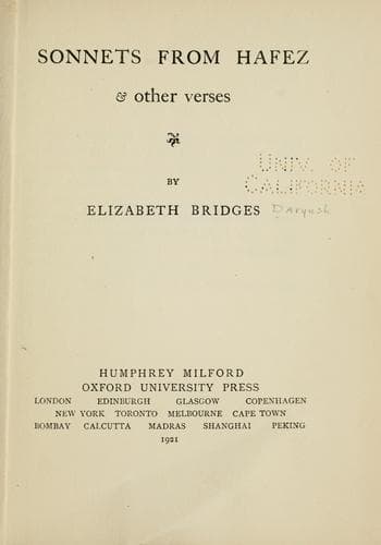 Tapa de Sonnets from Hafez & other verses