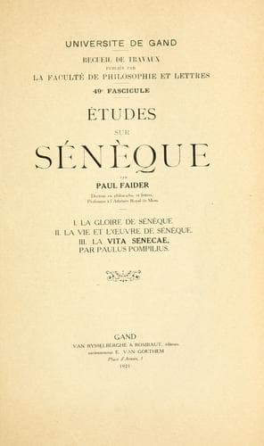 Tapa de Études sur Sénèque