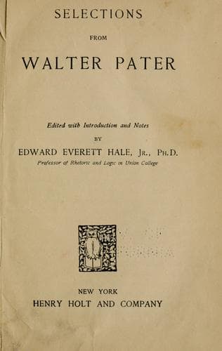 Tapa de Selections from Walter Pater