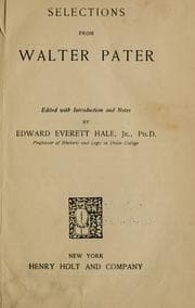 Tapa de Selections from Walter Pater