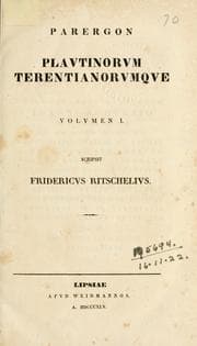 Tapa de Parerga zu Plautus und Terenz, 1. Bd