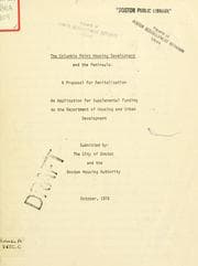 Tapa de The columbia point housing development and the peninsula: a proposal for revitalization: an application for supplemental funding to the department of housing and urban development. (draft)
