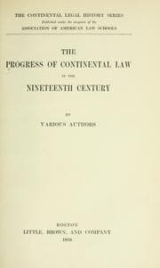 Tapa de The Progress of continental law in the nineteenth century