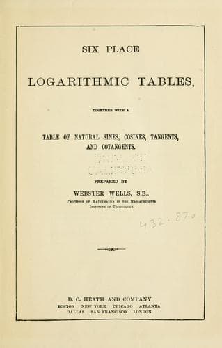 Tapa de Six place logarithmic tables