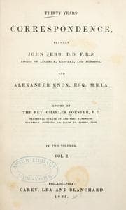 Tapa de Thirty years' correspondence between John Jebb -- and Alexander Knox--