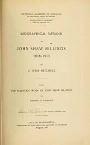 Tapa de Biographical memoir of John Shaw Billings, 1838-1913