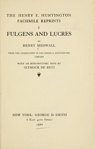 Tapa de Fulgens and Lucres