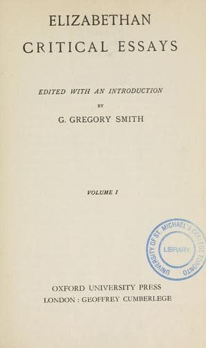 Tapa de Elizabethan critical essays