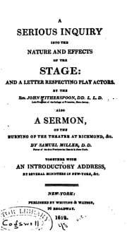 Tapa de A serious inquiry into the nature and effects of the stage