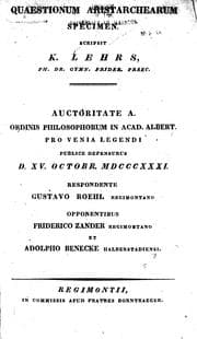 Tapa de Quaestionum Aristarchearum specimen