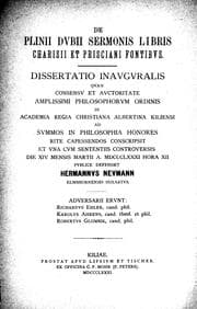 Tapa de De Plinii dvbii sermonis libris Charisii et Prisciani fontibvs