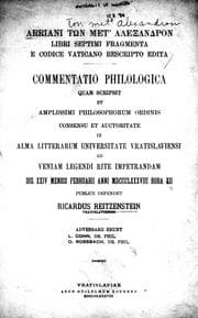 Tapa de Arriani [ton met' Alexandron] libri septimi fragmenta e codice Vaticano rescripto edita