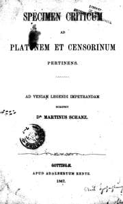 Tapa de Specimen criticum ad Platonem et Censorinum pertinens