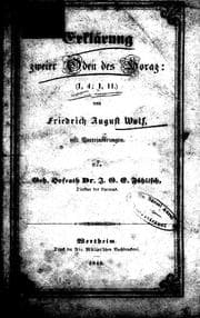 Tapa de Erklärung zweier Oden des Horaz : (I, 4 ; I, 11)