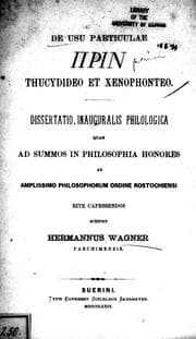 Tapa de De usu particulae [prin] Thucydideo et Xenophonteo