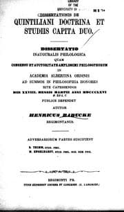 Tapa de Dissertationis de Quintiliani doctrina et studiis capita duo
