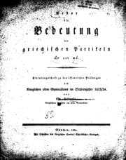 Tapa de Über die Bedeutung der griechischen Partikeln [an] und [ke]