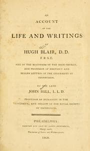 Tapa de An Account Of The Life And Writings Of Hugh Blair