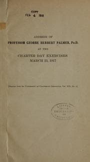 Tapa de Address of Professor George Herbert Palmer