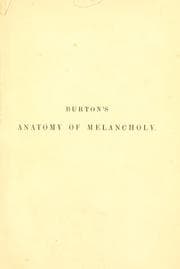 Tapa de The anatomy of melancholy, what it is