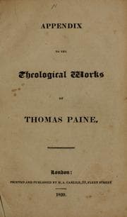 Tapa de Appendix to the Theological works of Thomas Paine