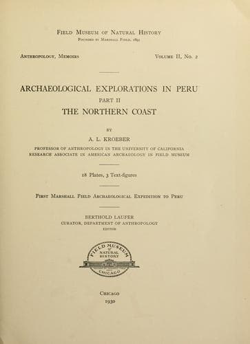 Tapa de Archaeological explorations in Peru.