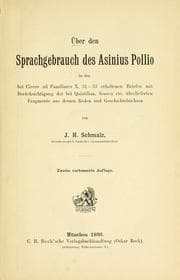 Tapa de Über den Sprachgebrauch des Asinius Pollio in den bei Cicero ad Familiares X, 31-33 erhaltenen Briefen mit Berücksichtigung der bei Quintilian, Seneca etc. überlieferten Fragmente aus dessen Reden und Geschichtsbüchern