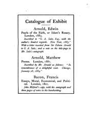 Tapa de Catalogue of an exhibit of books interesting through their associations, February, 1896