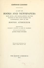 Tapa de Confederate literature; a list of books and newspapers, maps, music, and miscellaneous matter