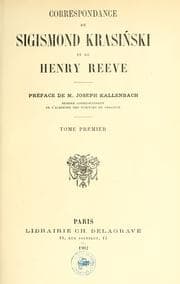 Tapa de Correspondance de Sigismond Krasinski et de Henry Reeve