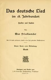 Tapa de Das deutsche Lied im 18. Jahrhundert