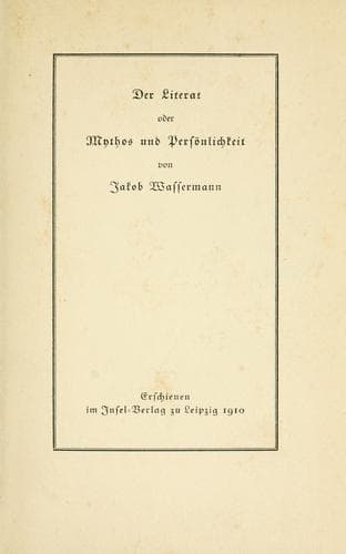 Tapa de Der Literat oder Mythos und  Persönlichkeit