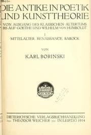 Tapa de Die Antike in Poetik und Kunsttheorie