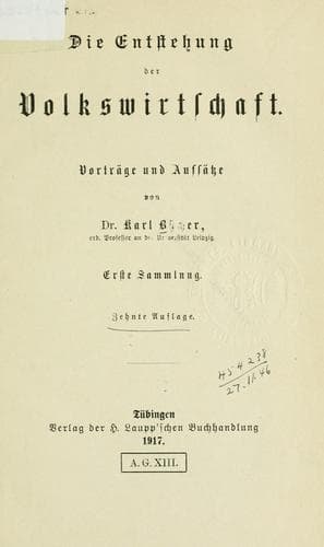 Tapa de Die Entstehung der Volkswirtschaft