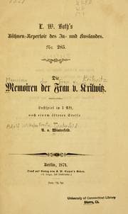 Tapa de Die Memoiren der Frau v. Krilwitz