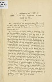 Tapa de An ecclesiastical council held at Groton, Massachusetts, April 15, 1712