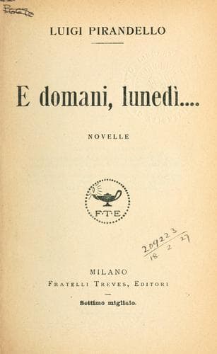 Tapa de E domani, lunedi; novelle