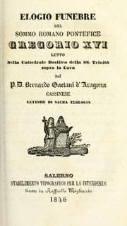 Tapa de Elogio funebre del sommo romano pontefice Gregorio XVI