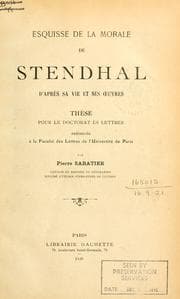 Tapa de Esquisse de la morale de Stendhal d'apres sa vie et ses oeuvres